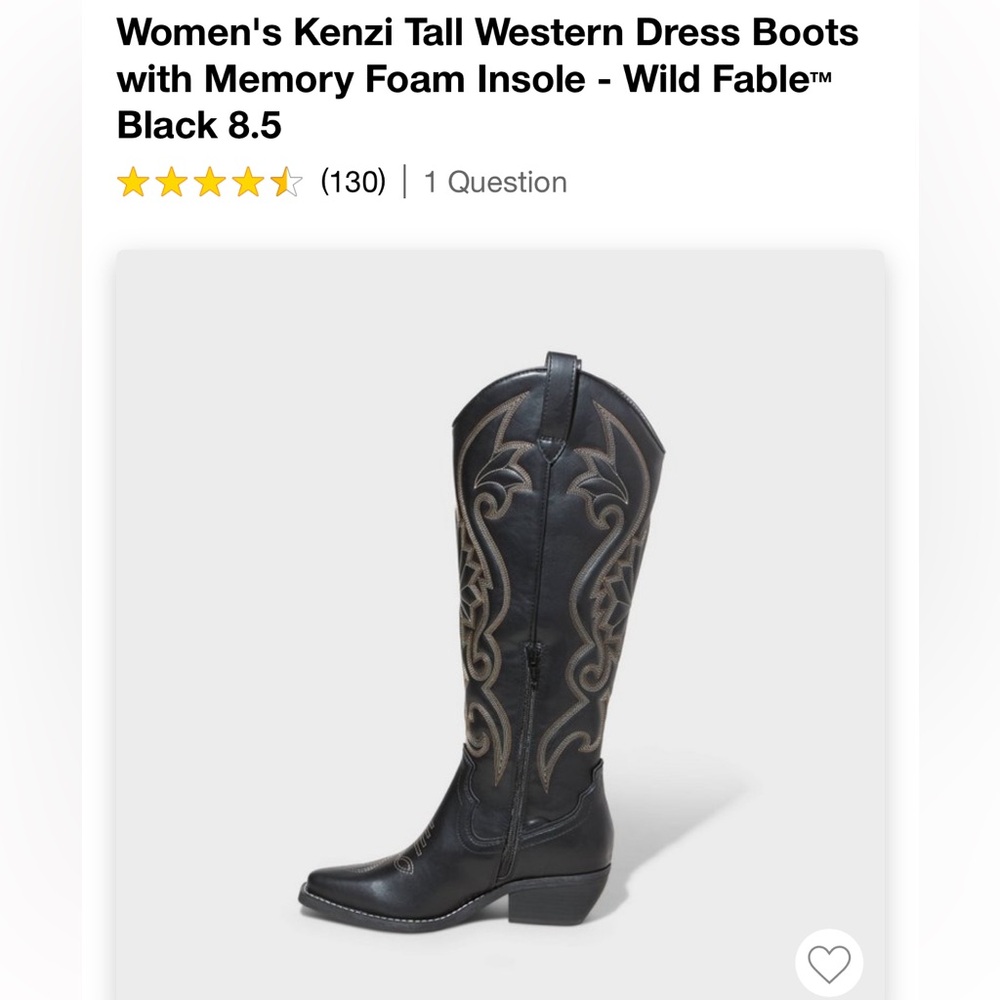 Target-Women's Kenzi Tall Western Dress Boots- Wild Fable. New with tags.